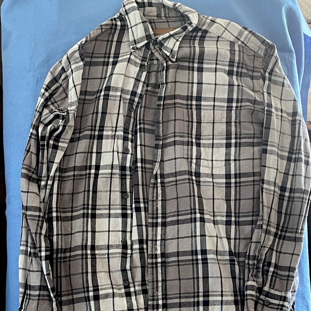 St. John bay flannel grey and black size large tall